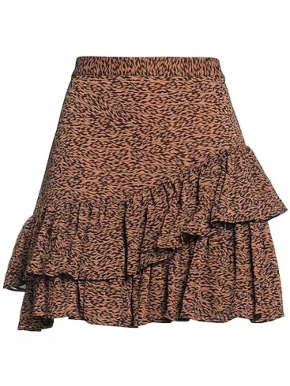 TED BAKER LONDON 'Adellyn' Animal Ruffled Mini Skirt Camel Brown Black sz 3/8-10 - Picture 1 of 13